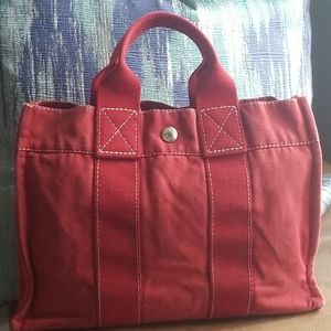 Hermes Red Canvas Mini Tote